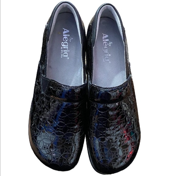 Alegria Women Keli Leather Flutter Black Slip
On Clogs Shoes Floral Tooled 43 - Picture 3 of 12